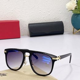 Modische, luxuriöse, coole Sonnenbrille von Carti, klassische Designer-Sonnenbrille für Damen und Herren, High-End-Sonnenbrille, Schildpatt-Acetat, poliertes Champagner-Gold-Finish, Metall, Pilotengrün