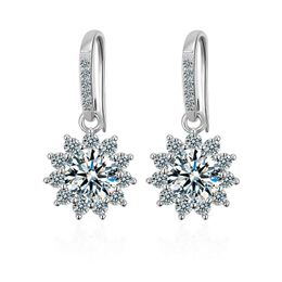 Dangle & Chandelier Mozambique Stud earrings sterling silver sun flower earrings lady S925 sterlingear rings four claw diamond