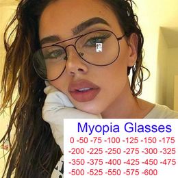 Sunglasses Fashion Myopia Clear Pilot Glasses Women Men Metal Frame Optical Spectacles Vision Care Eyeglasses Minus -1 -6Sunglasses SunglaSu