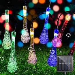 Strings LED Outdoor Solar Garden String Lights Water Drop Waterproof 8 Modes Fairy Decoration For ChristmasLED