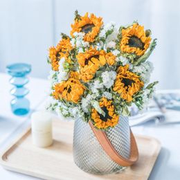 Decorative Flowers & Wreaths Dried Bouquets Real Sunflower Gypsophila Daisy Pampas Grass Light Luxury Living Room Decoration Boho Home Decor