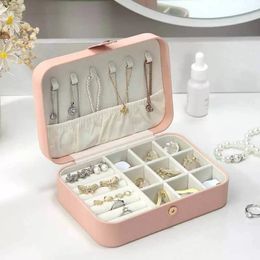 Storage Boxes & Bins Portable Two Layers Jewellery Box Travel Jewellery Organiser PU Leather Case Ring Earring Necklace Display Storage Mother's Valentine Gift