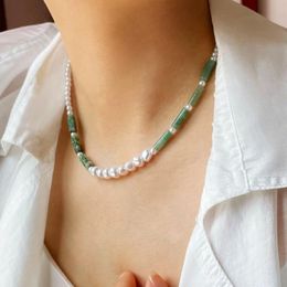 Chains Handmade Semi Precious Stone Pearl Necklace For Woman Holiday 2022 Summer