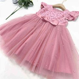 Toddler Girls Princess Dress For Kids Baby Ruffles Lace Flower Embroidery Tutu Prom Gown Children Elegant Party Wedding Clothes G220518