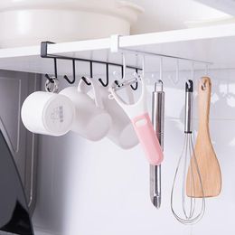 Hooks & Rails Hidden Iron 6 Storage Shelf Wardrobe Cabinet Metal Under Shelves Mug Cup Hanger Bathroom Kitchen Organizer Hanging Rack HoHook