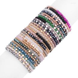 Beaded Strands 1Piece High Quality Glass&Acrylic Dainty Bracelets Delicate Multi-Faceted Beads Golden Women Jewellery Promotion Sa Lars22