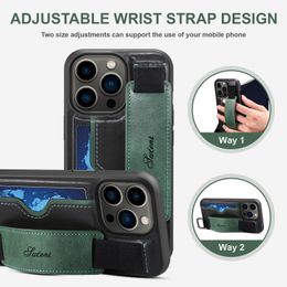 Luxury Designer Back cover card protection leather cases for iphone 13 13pro 13promax with wristband fit 12 12pro 12promax CASE