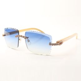 New Bouquet blue diamond 3524020 Buffs sunglasses natural White horn temples and 58mm cut lens thickness 3mm Free express