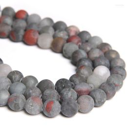 Other Natural Bloodstone Stone Frosted Beads Matte Round Loose Spacer 4 6 8 10 12MM For Jewelry Making Bracelet Necklace Bulk Wynn22