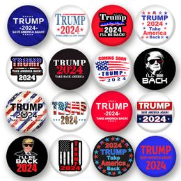 Trump 2024 Badge Brooches Pins Party Favor Valförsörjning håller Amerika bra 1,73 tum