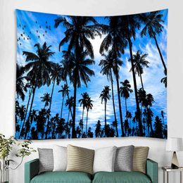 Seaside Coconut Tree Decoration Carpet Hippie Bohemian Wall s Gypsy Bedroom J220804