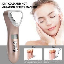 ultrasonic hot cold facial massager UK - Electric Facial Massager Ultrasonic Cryotherapy Hot Cold Light Photon Wrinkle Remove Device Face Spa Beauty Machine Skin Care 220512