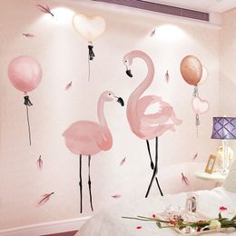 Pink Flamingo Animals Wall Stickers Decor DIY Balloons Mural Decals for Kids Rooms Baby Bedroom Children Nursery Home Decoration 220607