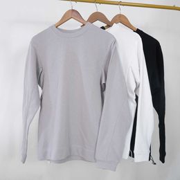Men's Lu Lu Sportswear French Terry Tops Solid Colour Round Neck Sports Shirt Fitness Gym Clothes