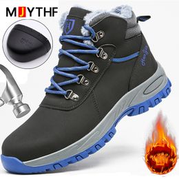 Winter Boots Safety Shoes Men Work Boots Safety Steel Toe Shoes Men Warm Indestructible Boots Puncture-Proof Protective Shoes