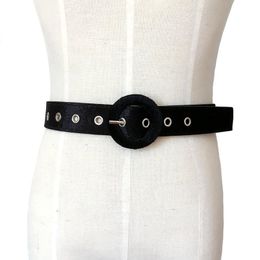 Belts Long Belt Female Dress Decorate Waistband Fashion Round Ring Buckle Pin Velvet Party Black Brown Flannel Women