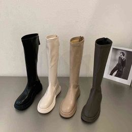 2022 Autumn Winter Women Boots High Quality Soft Leather Ladies Knight Long Boots Casual Thigh Knee-high Boots Y220817