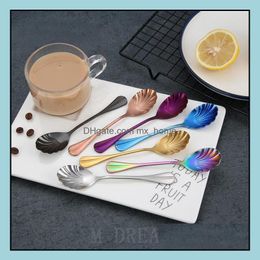 Shell Shape Stainless Steel Spoon For Coffee Sugar Dessert Ice Cream Salad Table Spoons Flatware M Dream B Zeg Drop Delivery 2021 Kitchen D