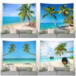 Tapestry Palm Trees Beach Tapestry Hawaiian Island Hammock Nature Ocean Scenery