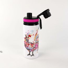 Sublimation Aluminium Blanks Water Bottles 600ML Heat Resistant Kettle Sports White Cover Cups With Handle Sea Shipping BBA13114