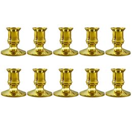 10X Gold Pillar Candle Base Taper Holder stick Christmas Party Decor 220809