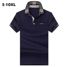 Fashion Classic Summer Short Sleeve Polos Shirt Mens Solid Cotton Plus Size 6XL 7XL 8XL 9XL 10XL Men Polo 220402