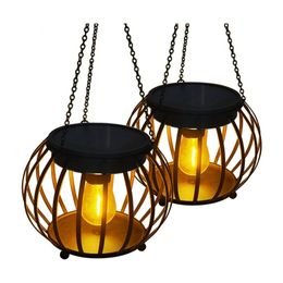 Hanging Rustic Solar Pumpkin Led Garden Lamp Metal Water Proof Lanterns Stainless Lights Garden Decorative