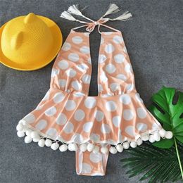 New Ruffle Pattern 1pc Swimsuit Bathing Suit Swimwear Beachwear For Women Dot Pattern Tankini T200708