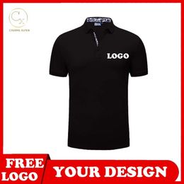 10 Colour POLO shirt high end custom casual fashion all match lapel solid Colour unisex DIY brand text 220623