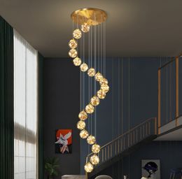 All Copper Stars Staircase Long Chandelier Lamp Duplex Building Modern Simple Luxury Creative Villa LOFT Apartment Living Room