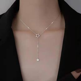 Pendant Necklaces Sterling Silver Charming Shiny Stars Choker Drop For Women Hollow Design Elegant Clavicle Chain Necklace Jewelry GiftsPend