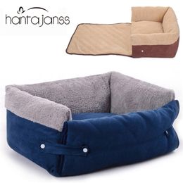 Dog Bed for Medium Large s Cat Pet House Removable Cover Warm CottonPadded Puppy Fleece cama para cachorro Y200330