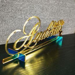 Custom Mr&Mrs Last Name Table name Personalised Party Decor Supplies Mirror Gold Place Sign Wedding Gifts 220618