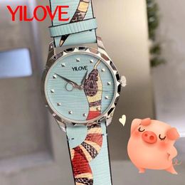 Top Luxury Fine Leather Model Ladies Watch 38mm Quartz Men And Women Fashion Bee Snake Skeleton Dial Designer Clock Little Fresh Ladies Birthday Gift Wristwatch