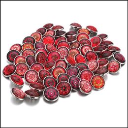 Arts And Crafts Arts Gifts Home Garden 10Pcs/Lot Glass Snap Button Random Red Series Theme Fit 18Mm Diy Bracelet Jewel Jllrrr Drop Delive