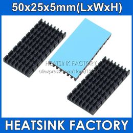 Fans & Coolings FACTORY Black 50 25 5mm Aluminium Heat Sink Chipset Radiator Cooler With Thermal Adhesive PadFans