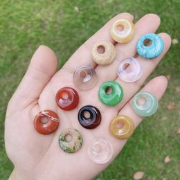 Fashion 18mm Gogo Donut Charms Natural Crystal Stone Beads for Jewelry Making Necklace Pendant Earrings Charm Accessories