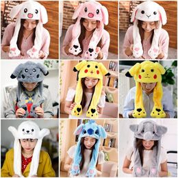 Cute Bunny Ears Hat Moving Airbag Rabbit Soft Jumping Up Cap Funny Toy Girls Cartoon Kawaii Plush Hat Toys Gift for Adult Kids 220611