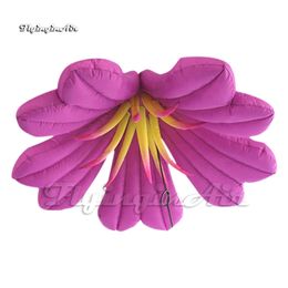 Customised Artificial Flowers Hanging Purple LED Inflatable Lily Flower Light For Ceiling Decoration