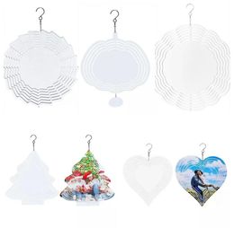 10 INCH Blank Sublimation Wind Spinner Decoration Metal Painting Metal Ornament Double Sides Sublimated Blanks DIY Christmas Party Gifts Halloween C0810G3