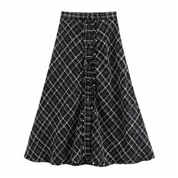 spring womens high waist skirt decorated with metallic yarn burr hem metallic yarn twill soft tweed skirt 094790400 210311