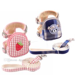 Soft Mesh Dog Harnesses and Leashes Set with Snack Bag Cartoon Bear Design Dog Harness Pet Comfort Padded Vest for Small Dogs Cat Chihuahua Teddy Wholesale B75