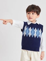 Toddler Boys Argyle Pattern Sweater Vest Without Shirt SHE01