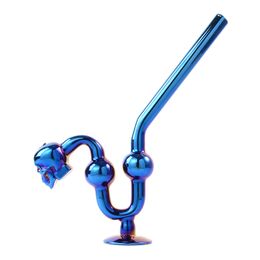 Unique Design Skull Colourful HandPipes Pyrex Glass Oil Burner Pipes Nano Plating Spoon Pipe Smoking Tobacco Accessories SW136