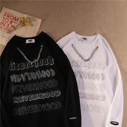 2022 New Mens T-shirts Fashion Hot Diamond Necklace Sweater Fashion Personality Street Style Long-sleeved Cotton High-quality Quick-drying Breathable Light Clothes