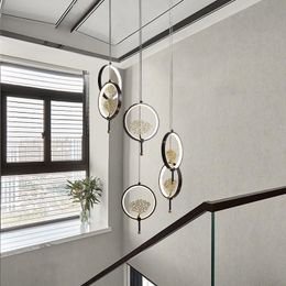 Pendant Lamps Chinese Style Staircase Chandelier Zen Stair Lamp Led Duplex Lof Long ChandelierPendant