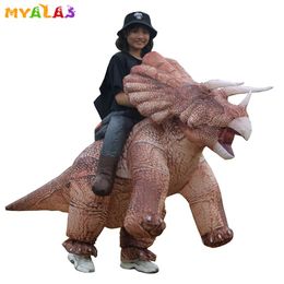 Mascot doll costume Rider Triceratops Inflatable Full Air Outfit Halloween Dinosaur Costumes for Adult Kids Dino Blowup Christmas Masquerade