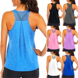 Summer Womens Workout Loose fit Racerback Tank Tops for Women Yoga Sports Mesh Backless Muscle Running Tank Vest