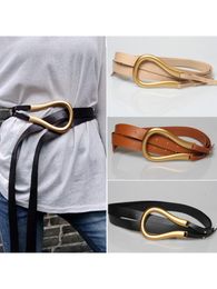 Belts Design White Brown Belt Women Personality Eye Catching Light Luxury Accessories Large Metal Buckle Super Fibre LeatherBelts