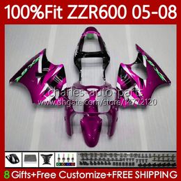 OEM Body Injection Mold For KAWASAKI NINJA Pearl rose ZZR600 05-08 ZX ZZR-600 600 CC 05 06 07 08 Cowling 134No.205 100% Fit ZZR 600 600CC 2005 2006 2007 2008 Fairing Kit